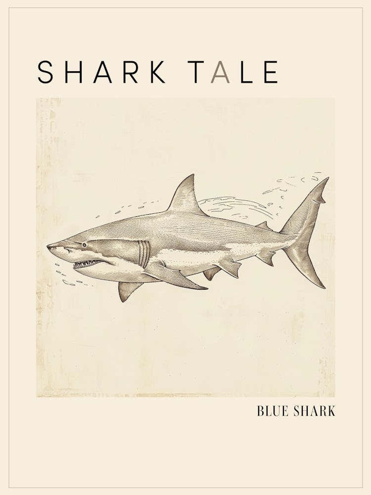Bull Shark Vintage Illustration 1 Poster