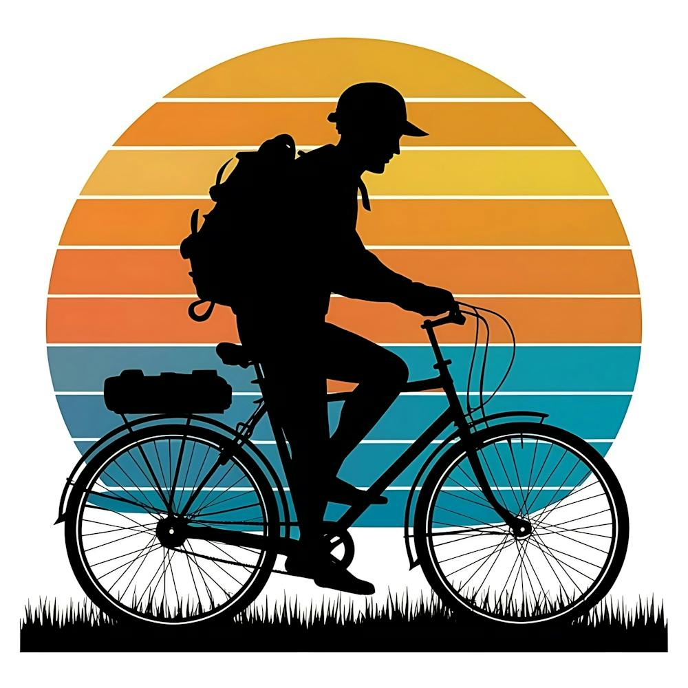 Silhouette Of A Man Riding A Bicycle