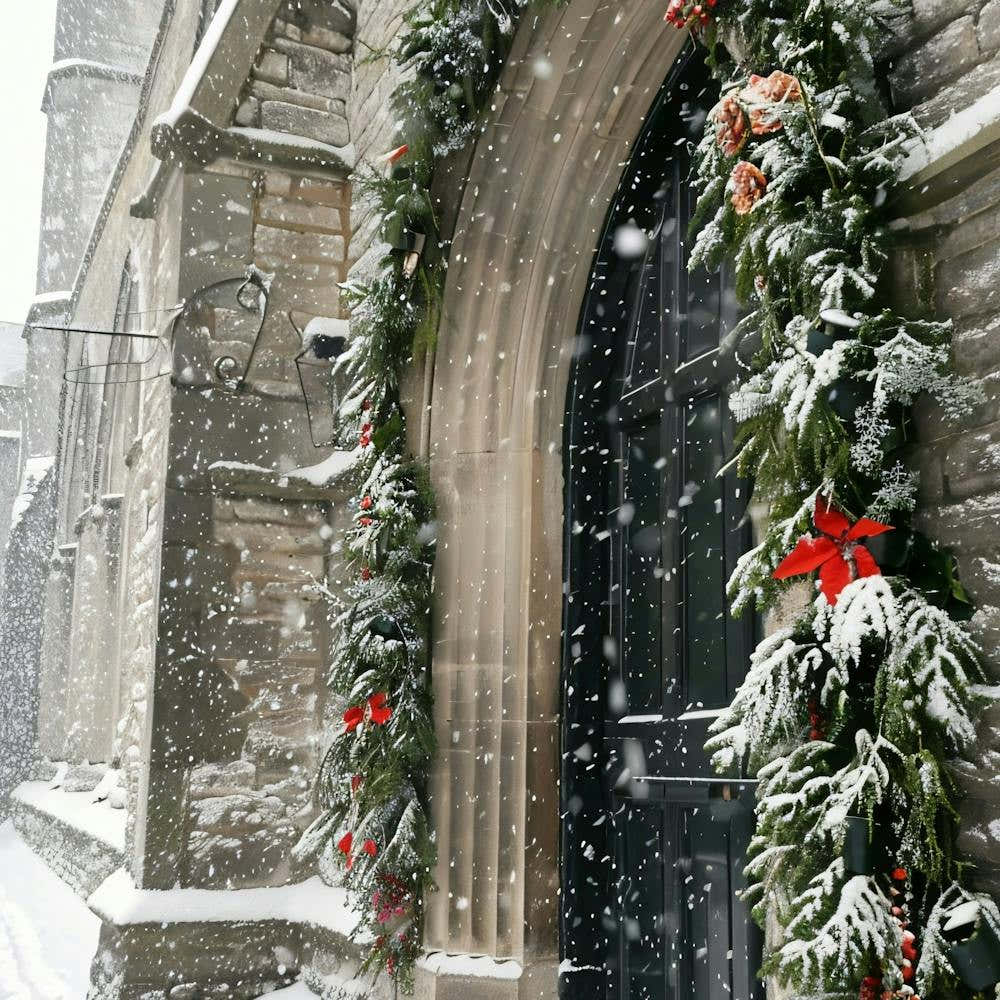 Christmas Garlands In The Snow