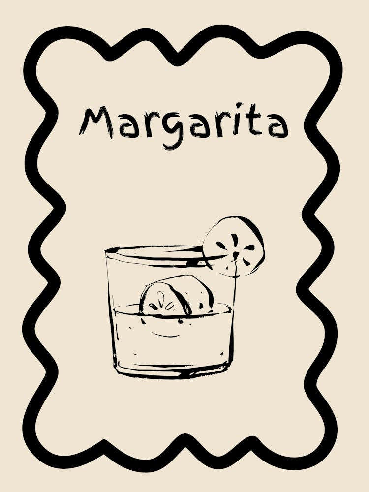 Margarita Doodle Poster B&W
