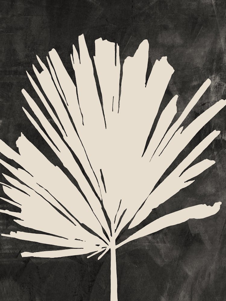 Palm Leaf in Black, Tropical Art, Botanical Home Decor