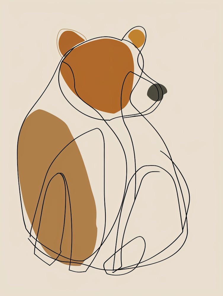 Bear Drawing - Boho, Line Art