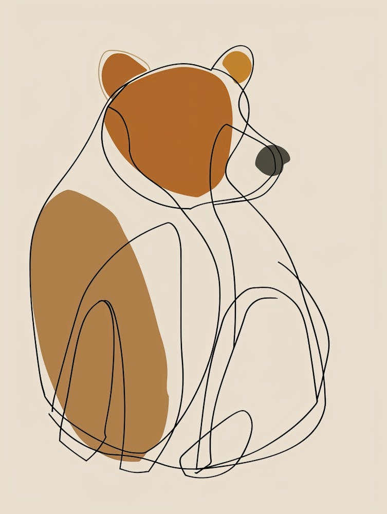 Bear Drawing - Boho, Line Art