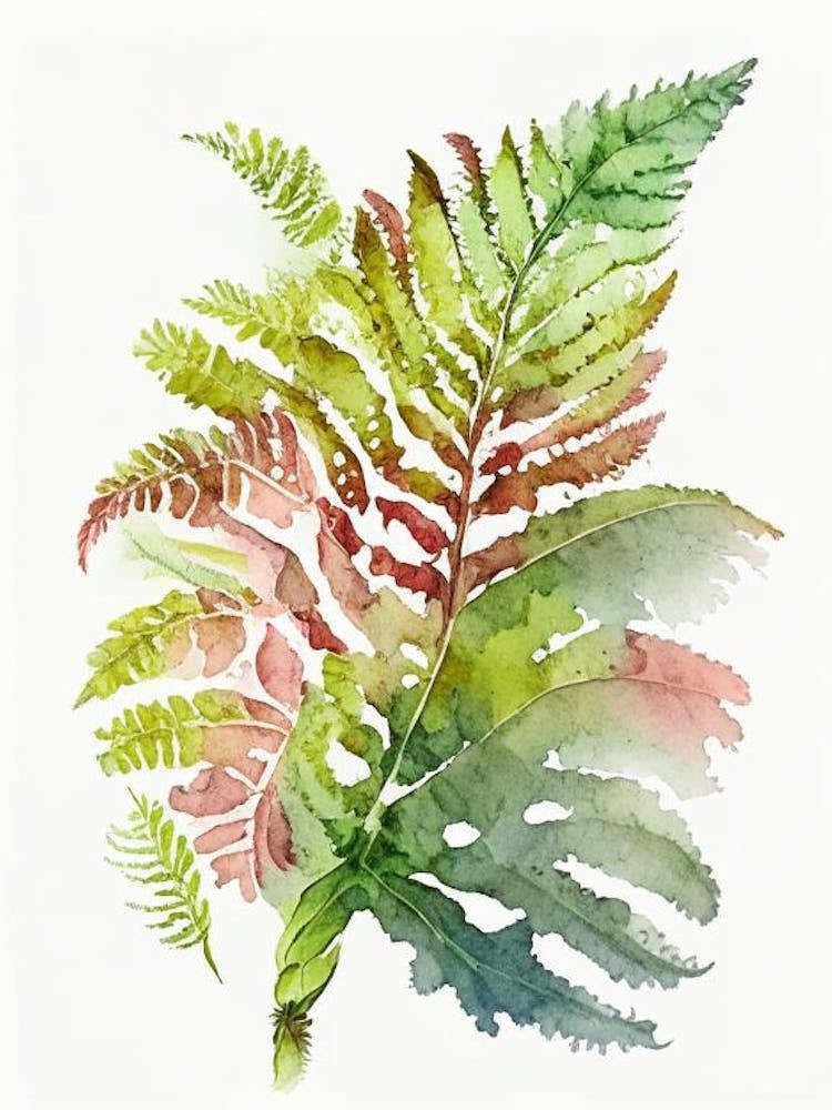 Painted Fern Wildflower Watercolour