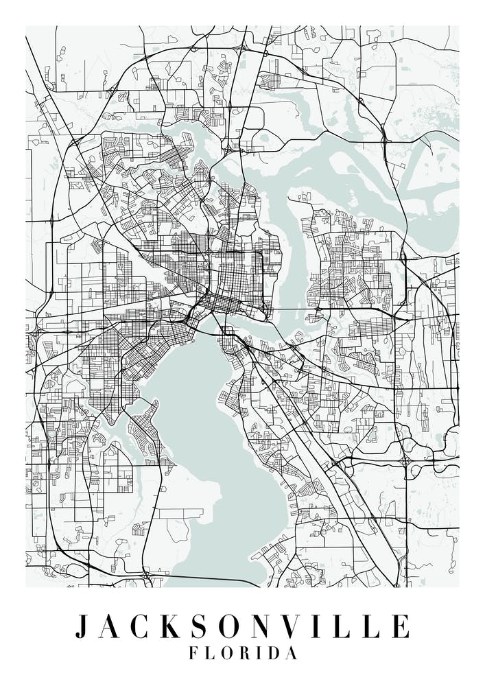 Jacksonville Florida Street Map Minimal Color