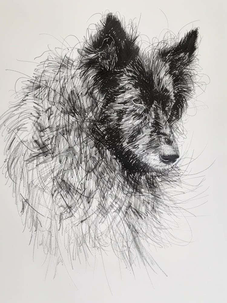Belgian Sheepdog Line Sketch 3