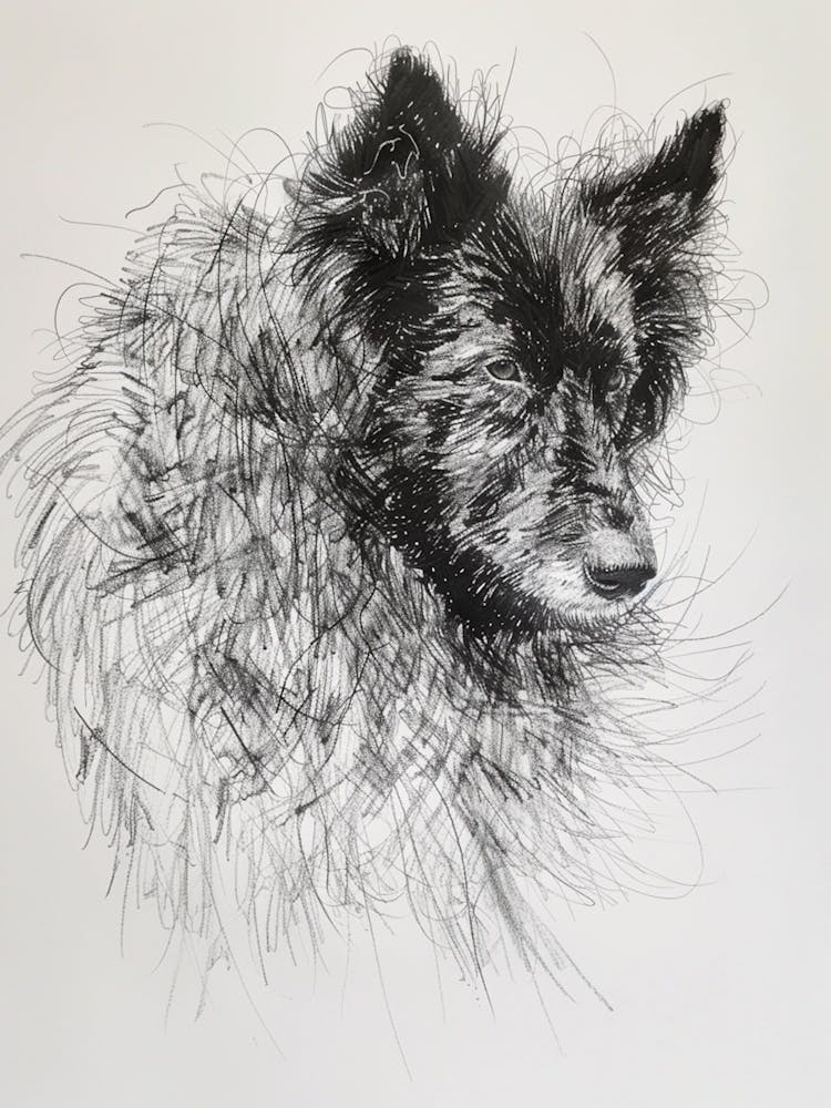 Belgian Sheepdog Line Sketch 3