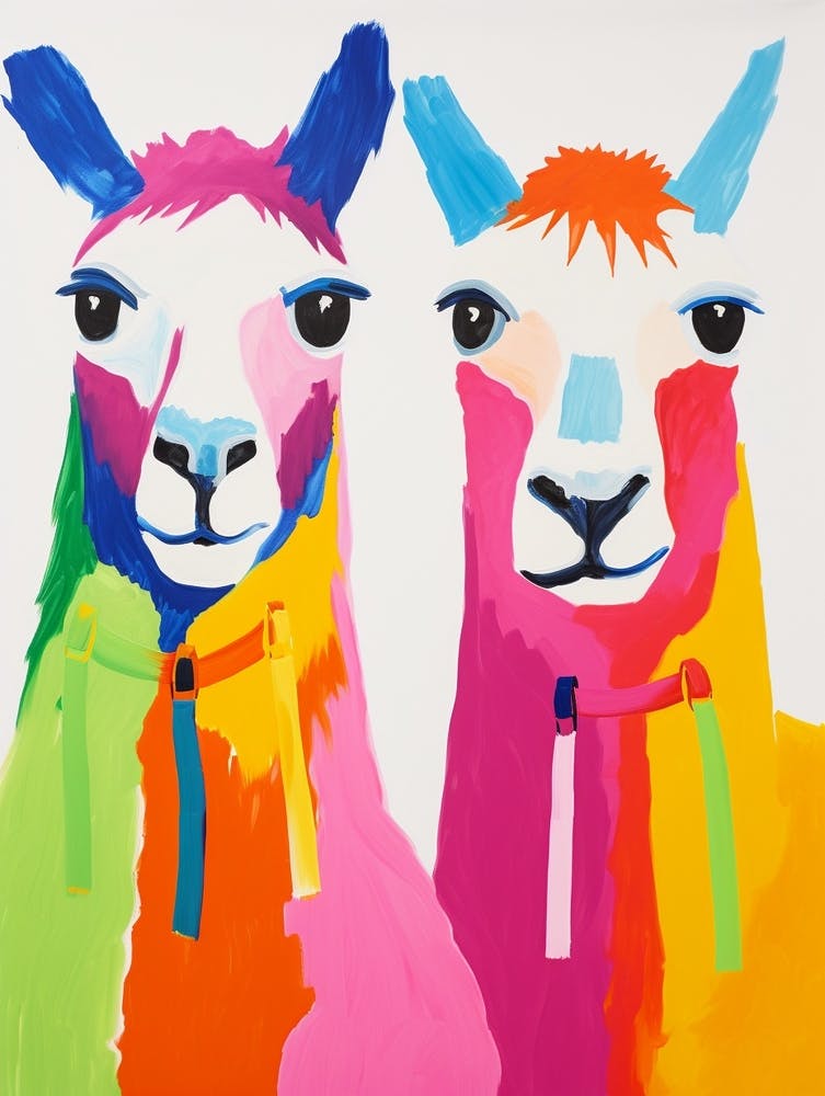 Colourful Kids Animal Art Llama 1
