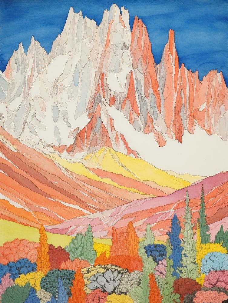 Nanga Parbat Pakistan 2 Colourful Mountain Illustration