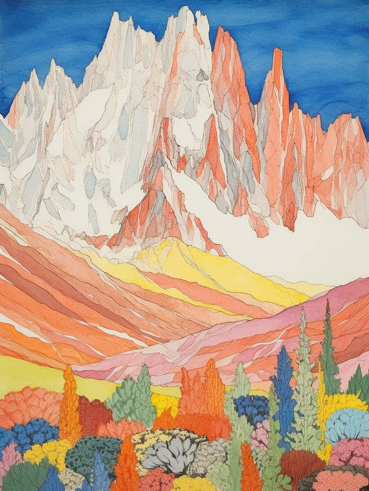 Nanga Parbat Pakistan 2 Colourful Mountain Illustration