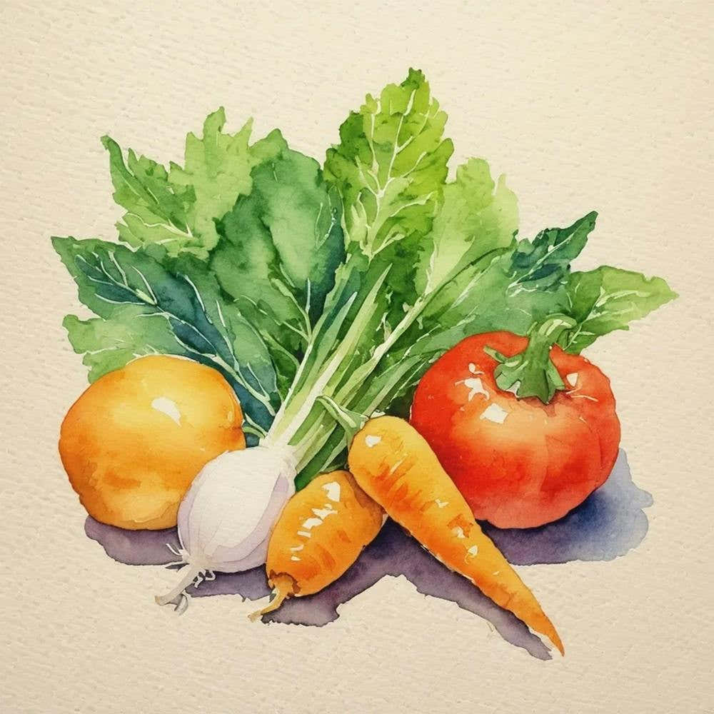 Watercolor Of Vegetables
