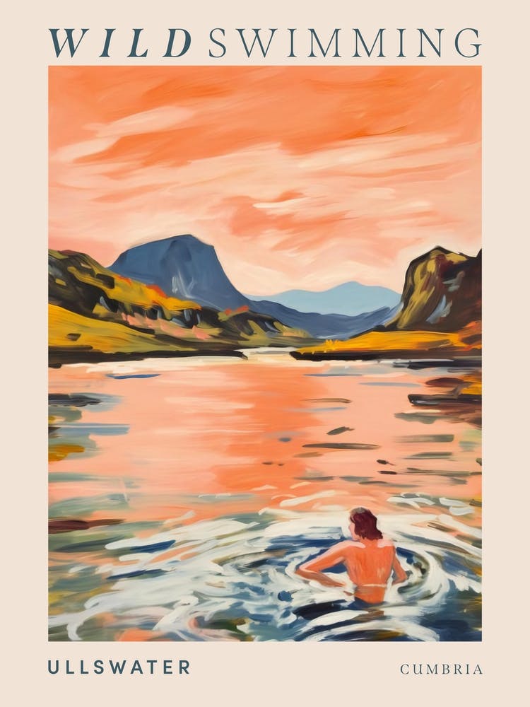 Wild Swimming At Ullswater Cumbria 3 Poster