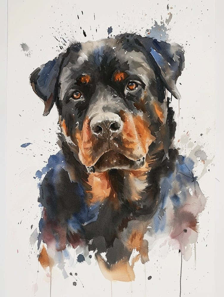Rottweiler Watercolor Painting 2