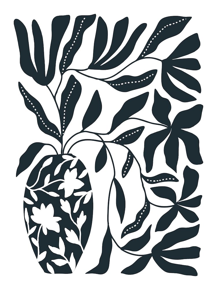 Vase of Flowers Dark Blue