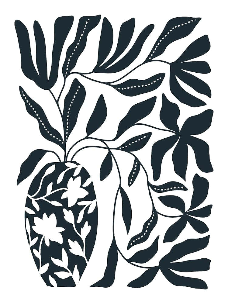 Vase of Flowers Dark Blue