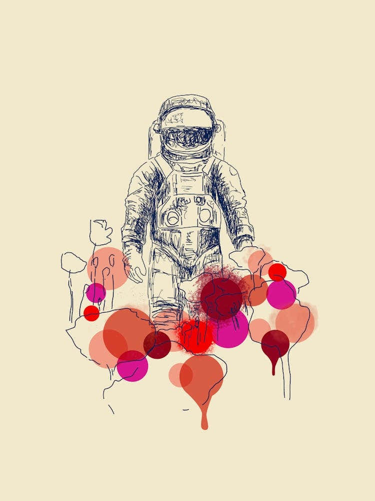 Astronaut In Flower Field