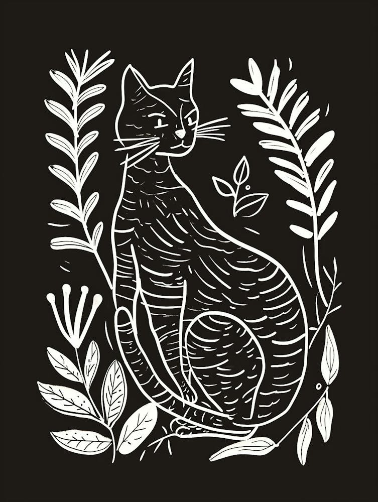 Toyger Cat Minimalist Illustration 1