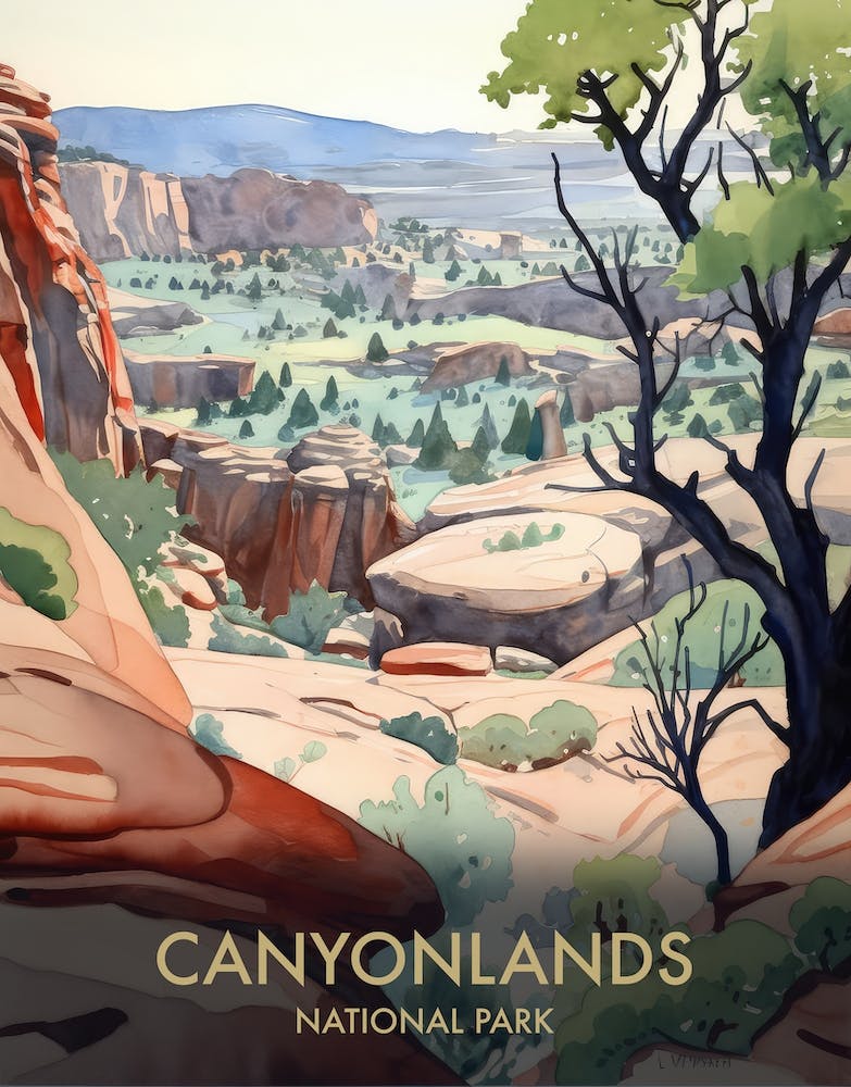Canyonlands National Park Watercolour Vintage Travel Poster 3