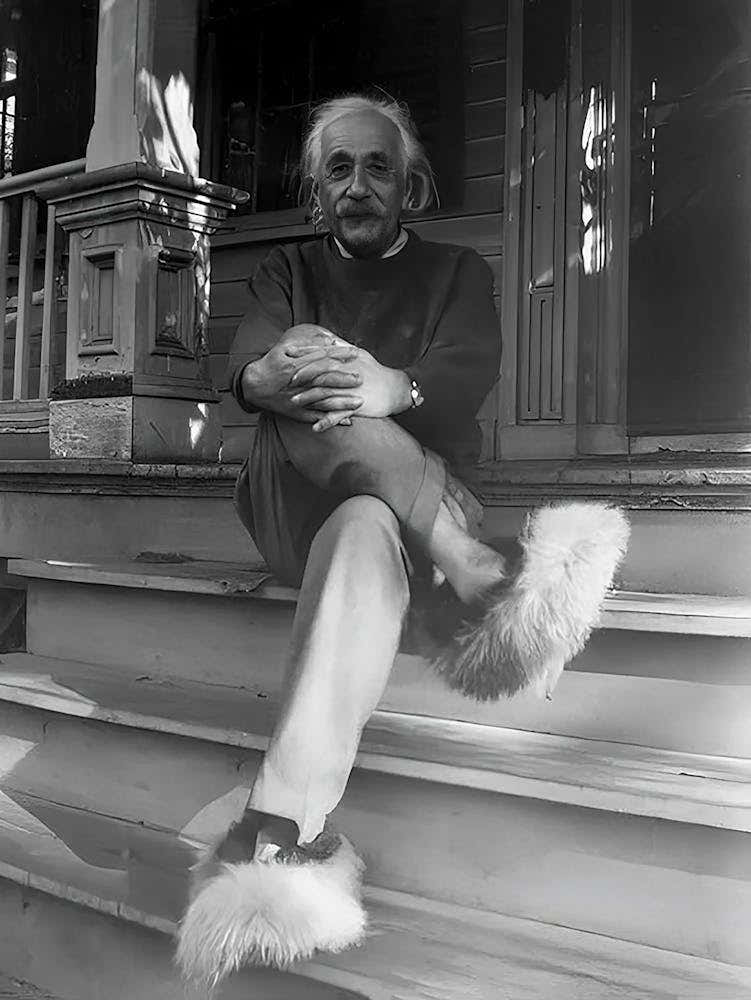 Albert Einstein Fuzzy Slippers