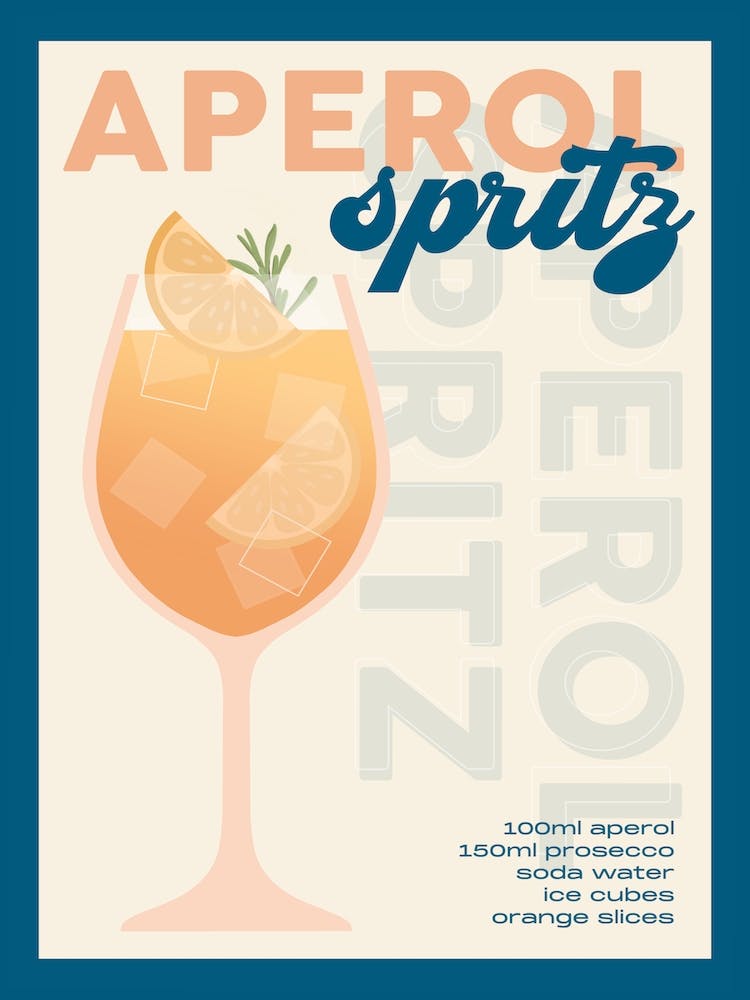 Cream And Blue Aperol Spritz Cocktail