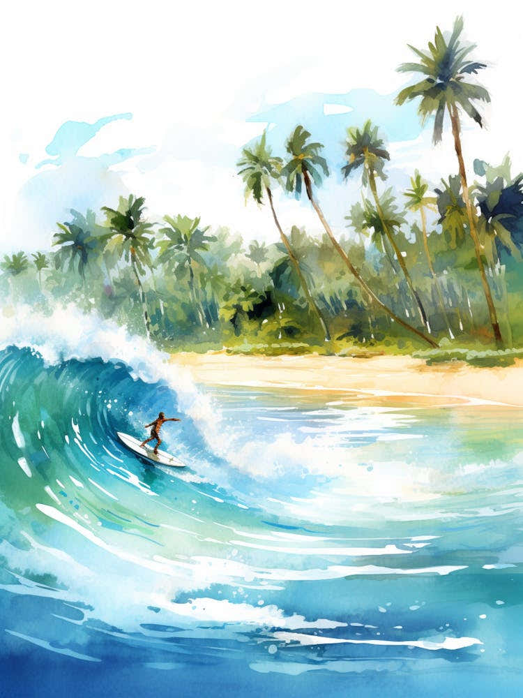 Surfing In A Wave On Anse Lazio, Praslin Seychelles 4