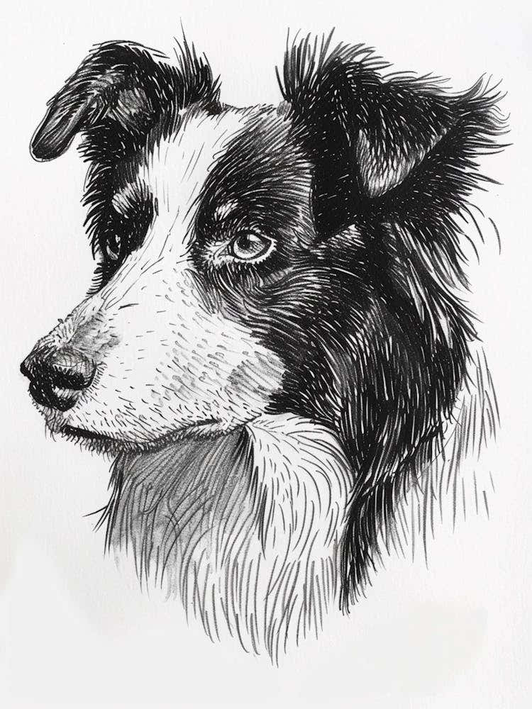Sheep Dog Line Sketch 4