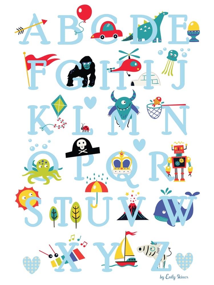 Nursery Alphabet Print Blue