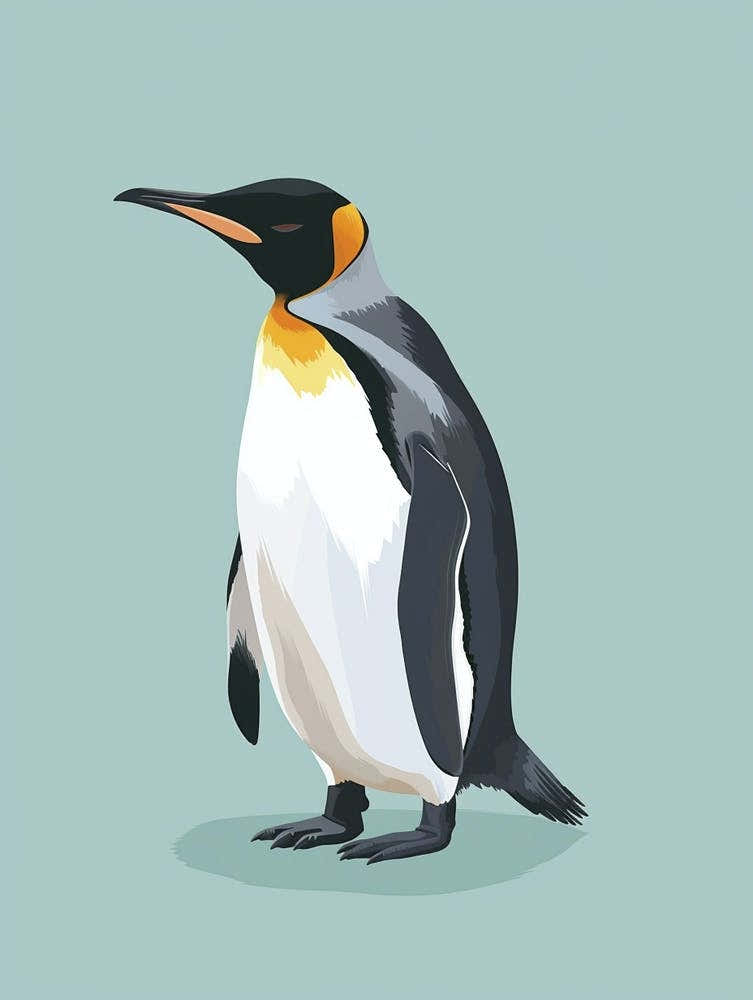 King Penguin Carcass Island Minimalist Illustration 4