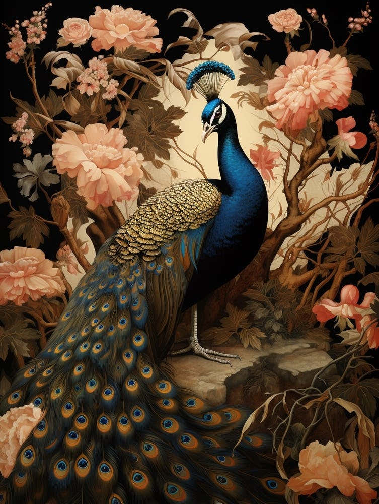 Dark And Moody Botanical Peacock 1