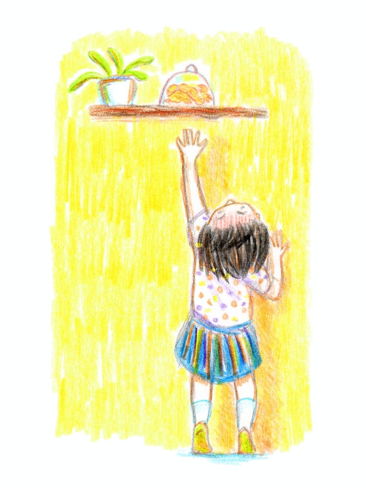 Little Girl Stretching For Cookie Jar