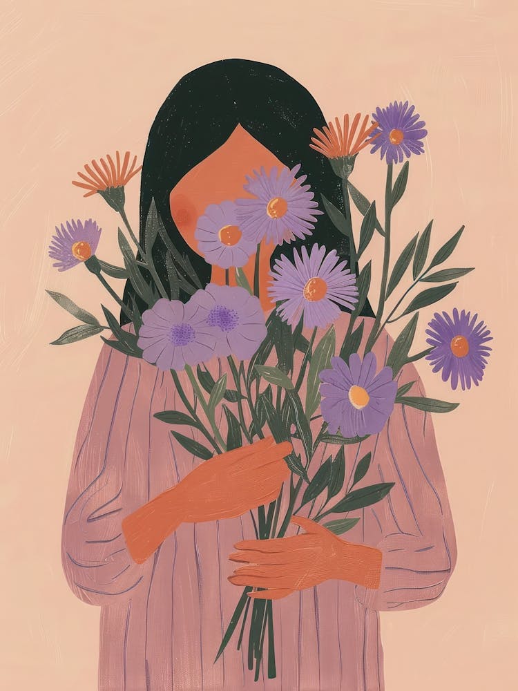 Spring Girl With Purple Flowers 5