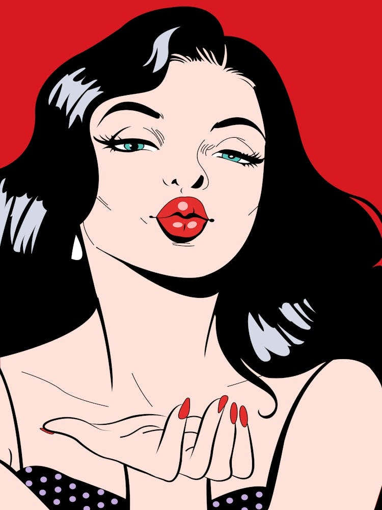 Sexy Pop Art Girl Sending A Kiss