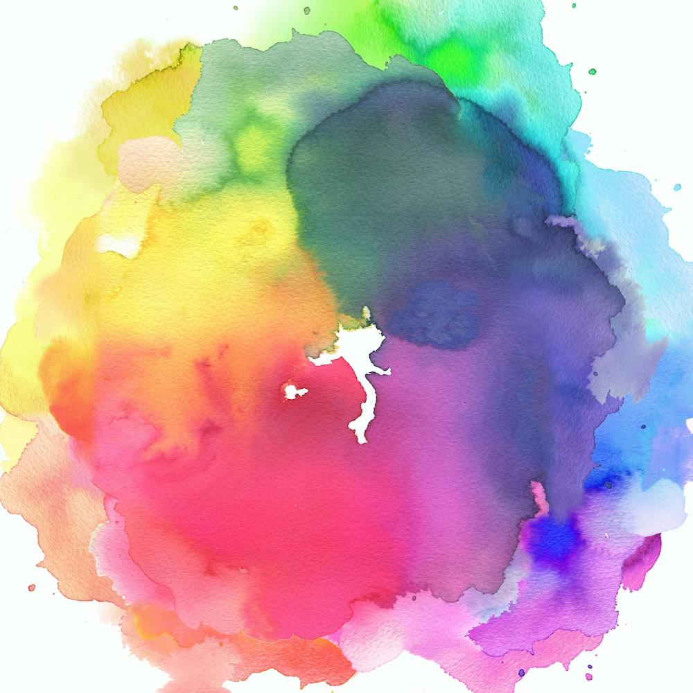 Watercolor Circle Colorful Square