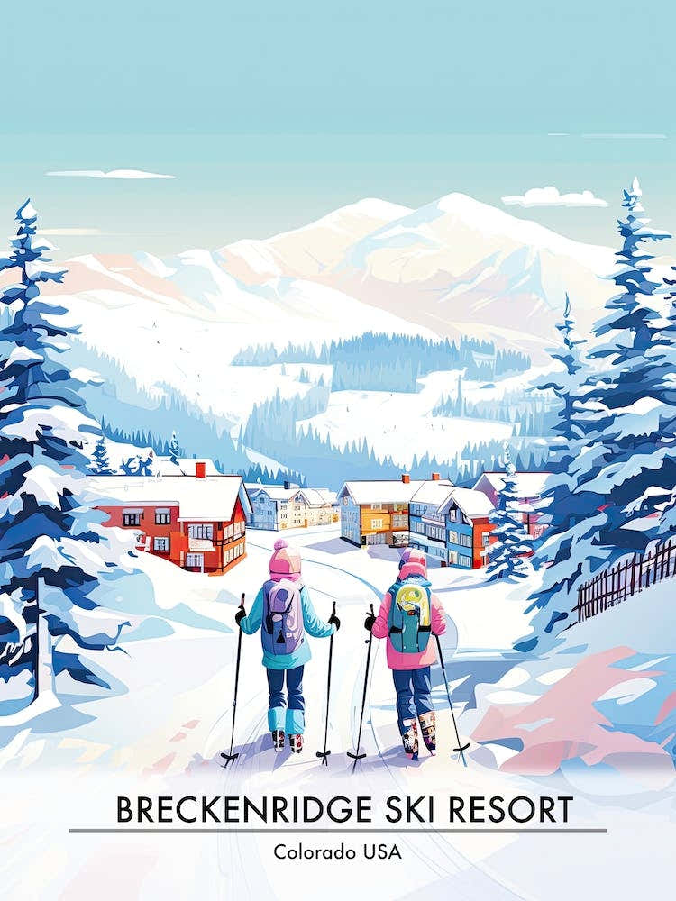 Breckenridge Ski Resort   Colorado Usa, Ski Resort Poster Illustration 0