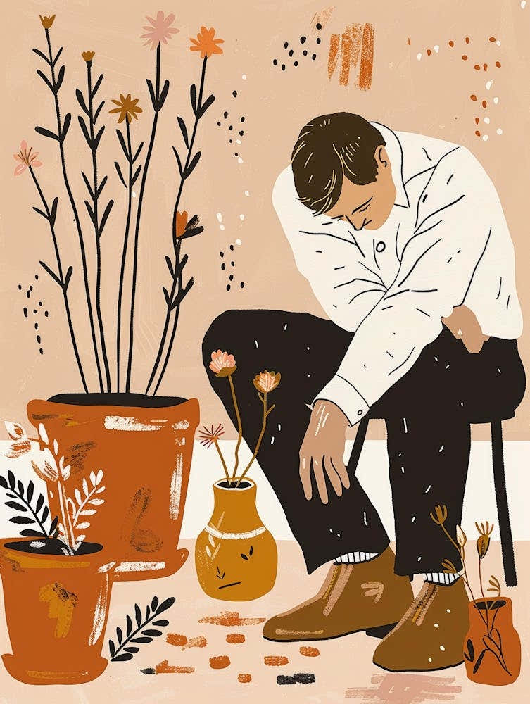 Illustration Of A Man Sitting On A Chair