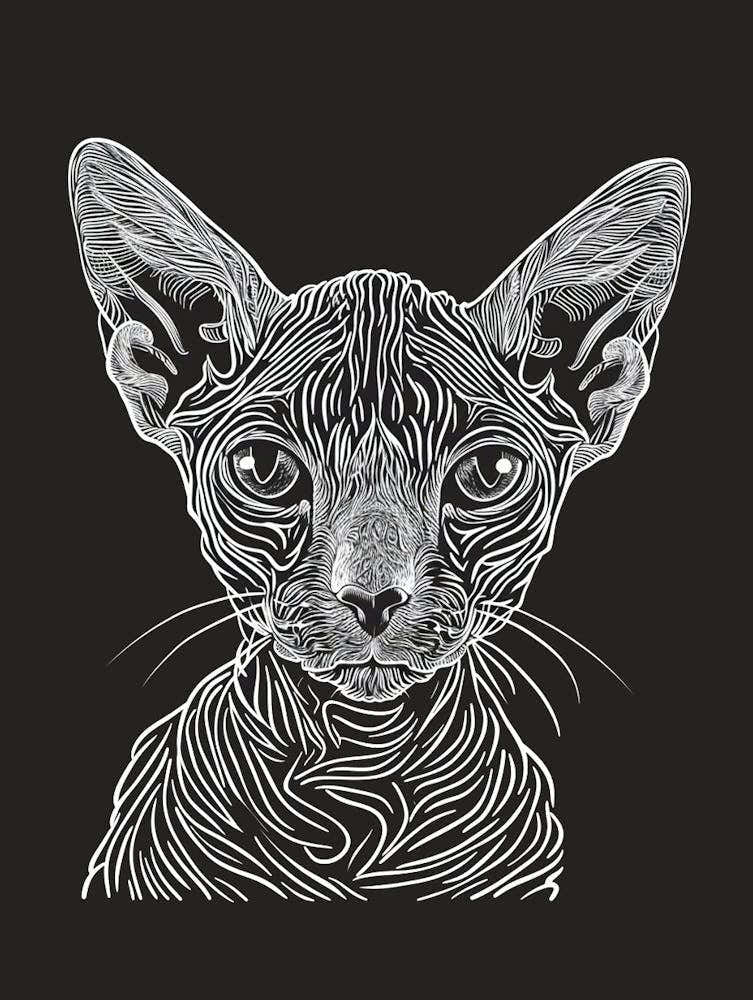 Cornish Rex Cat Minimalist Illustration 2