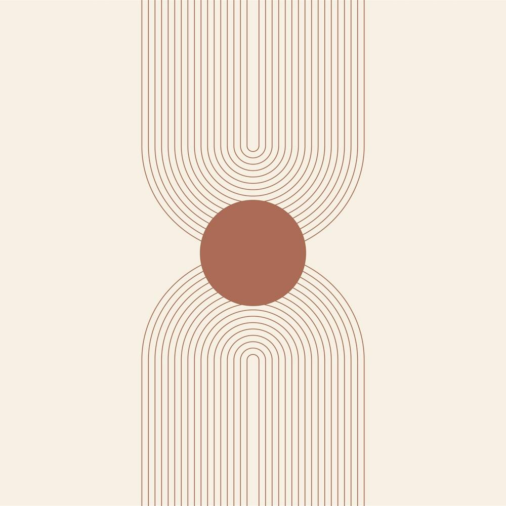 Boho Mid Century Modern Vintage Line Double Rainbow Arch 2 Square