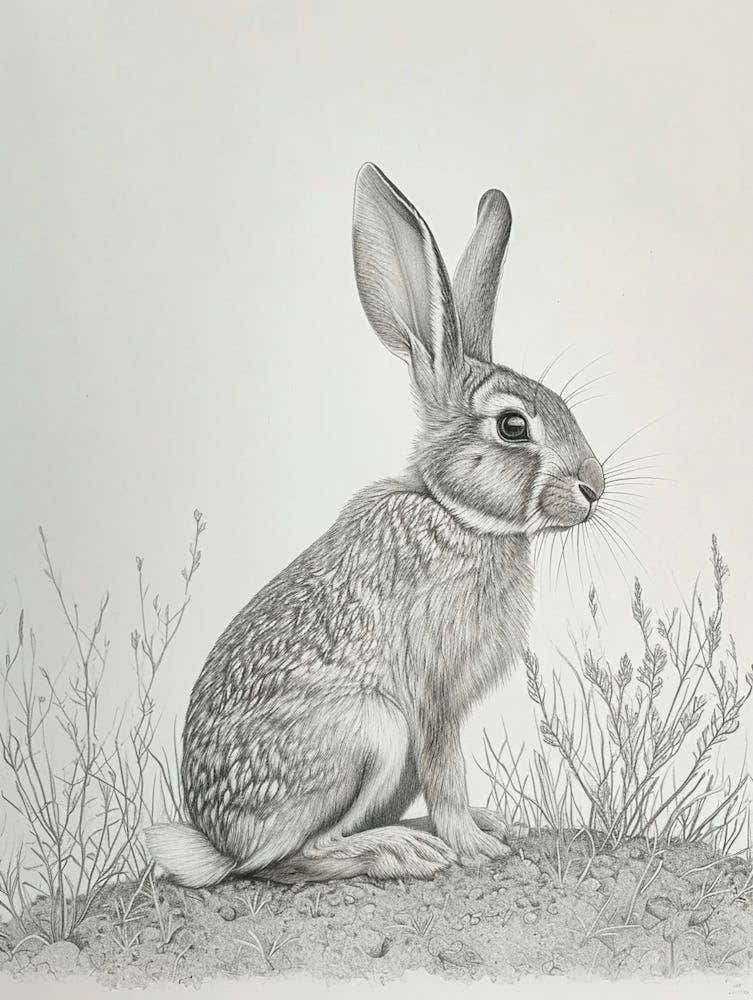 English Silver Rabbit Drawing 2