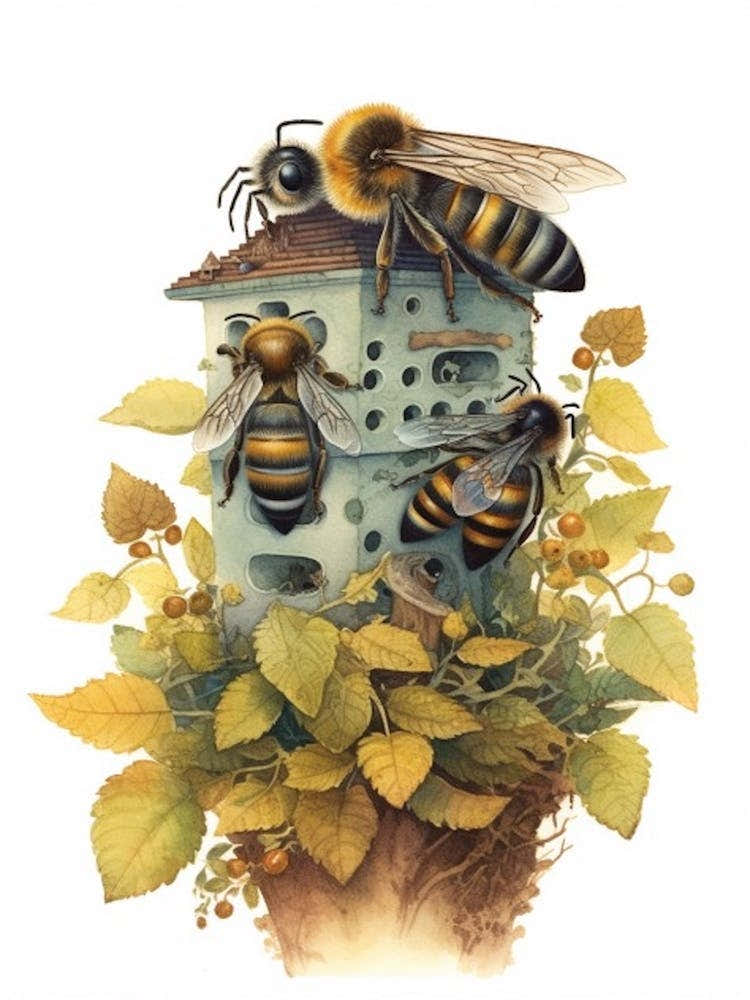 Mason Beehive Watercolour Illustration 1