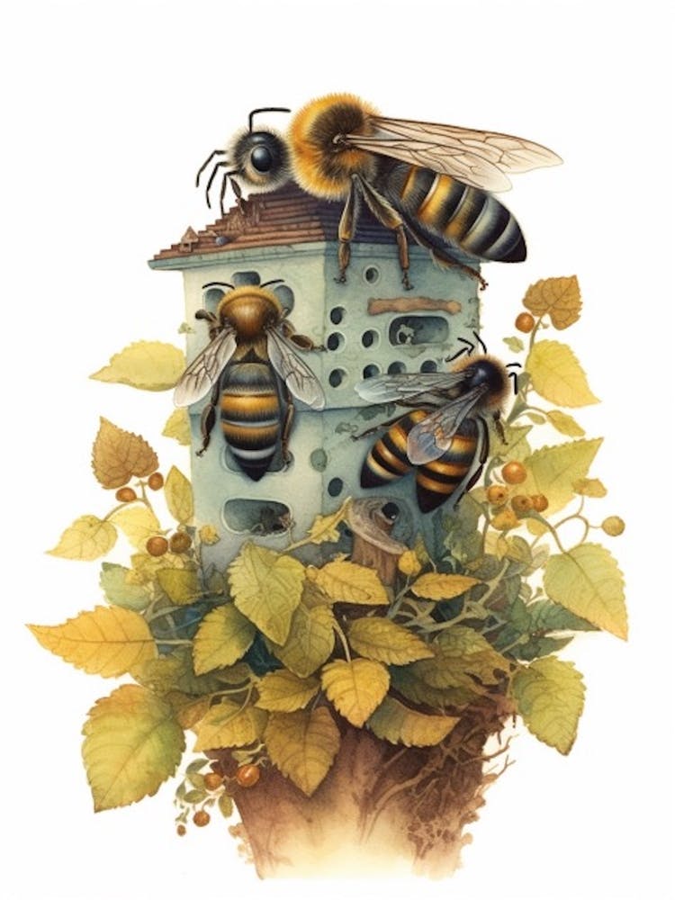 Mason Beehive Watercolour Illustration 1