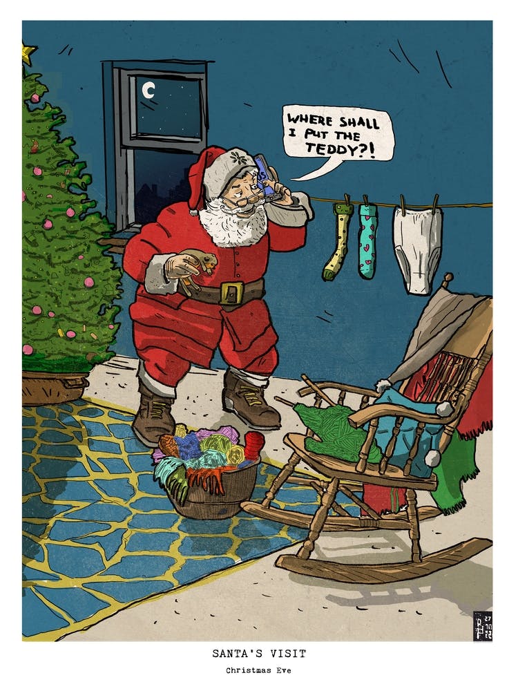 Retro Santa Visit Christmas Eve