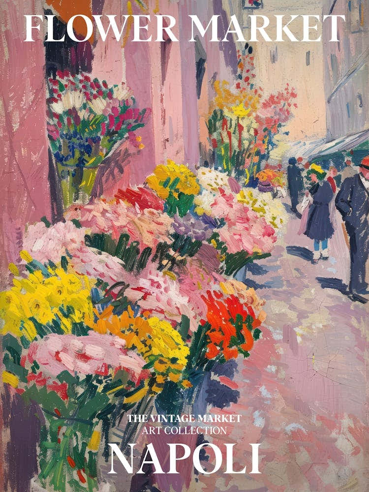 Vintage Flower Market Painting Napoli 4
