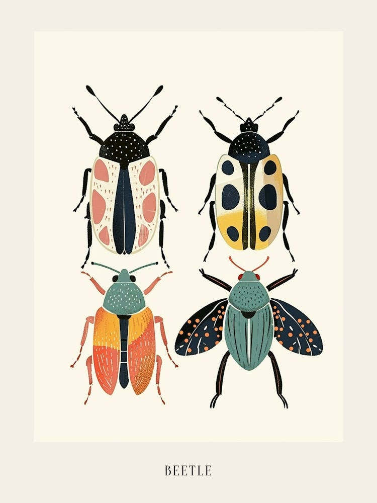 Colourful Insect Illustration Beetle 1 Poster