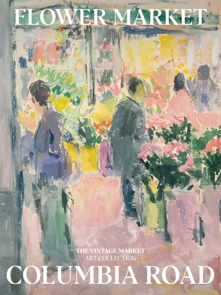 Vintage Flower Market Painting Columbia Road London