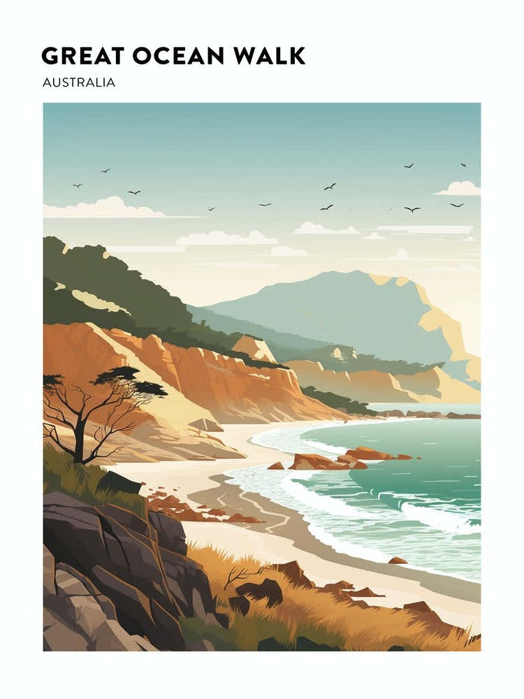 Great Ocean Walk Australia Hiking Trail Landscape Poster