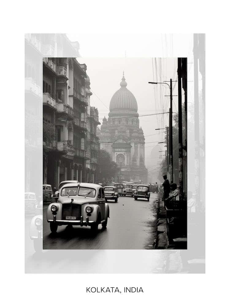Poster Of Kolkata, India, Black And White Old Photo 3