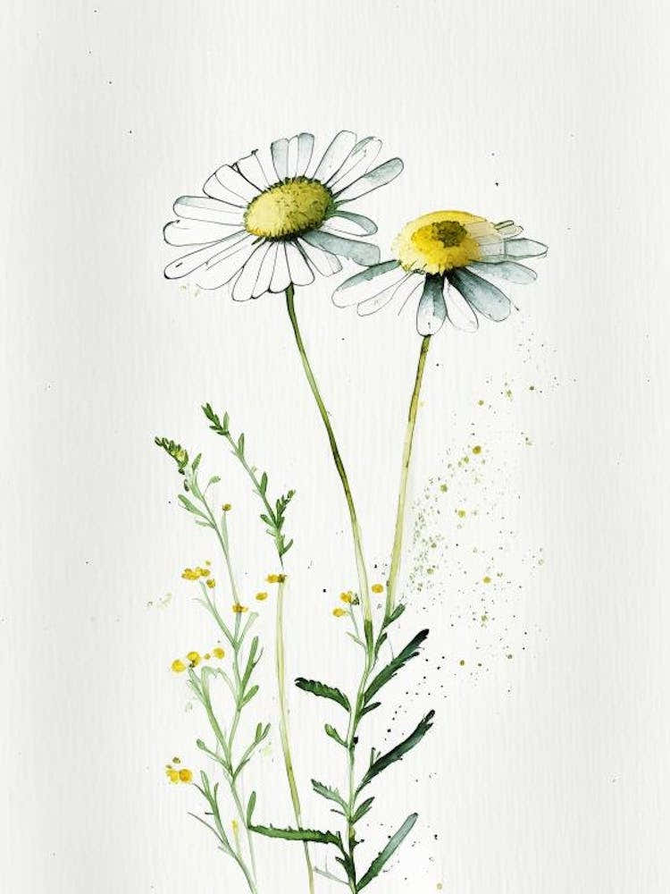 Chamomile Herb Minimalist Watercolour 3