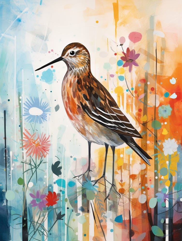 Bird Painting Collage Dunlin 2