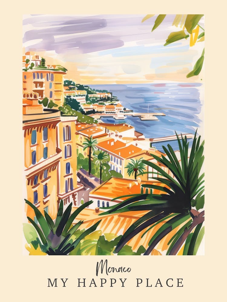 My Happy Place Monaco 4 Travel Poster