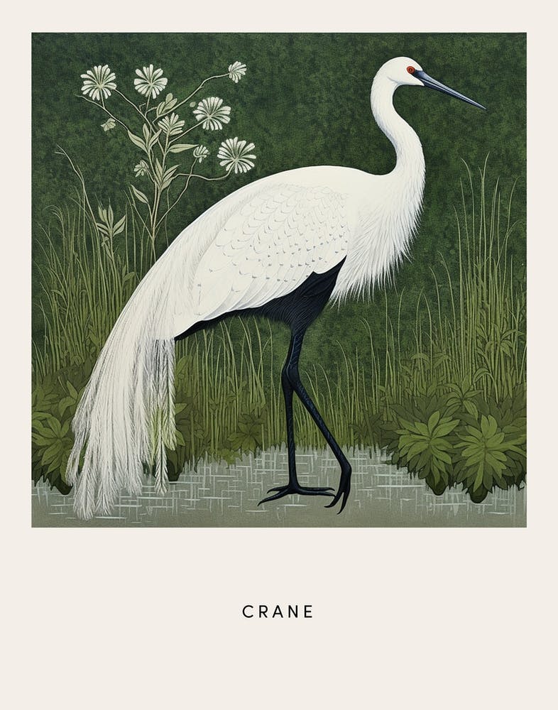 Ohara Koson Inspired Bird Painting Crane 2 Poster